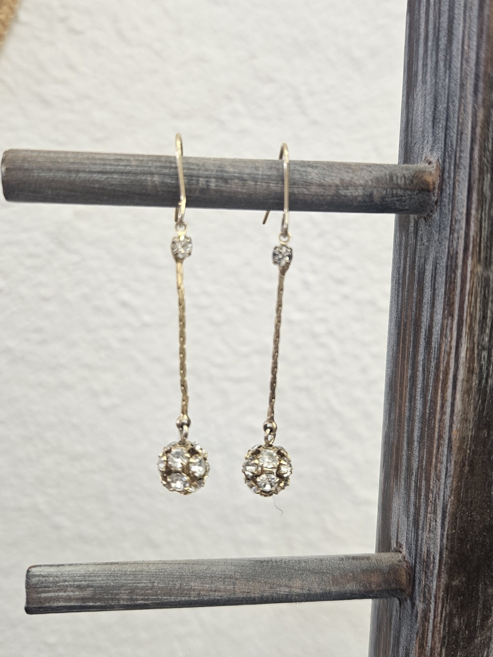Gold Drop Crystal Dangle Earrings - Unbranded